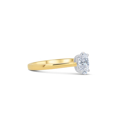 18ct Yellow Gold Solitaire Oval & Hidden Diamond Detailing Diamond Ring, 1.06ct