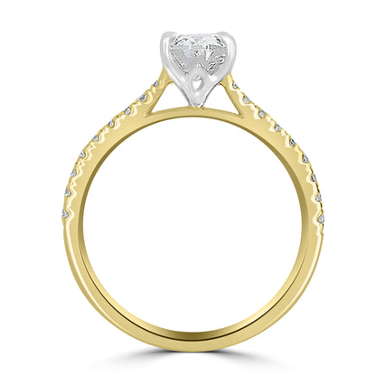 18ct Yellow Gold Oval Solitaire Diamond Band, 1.16ct