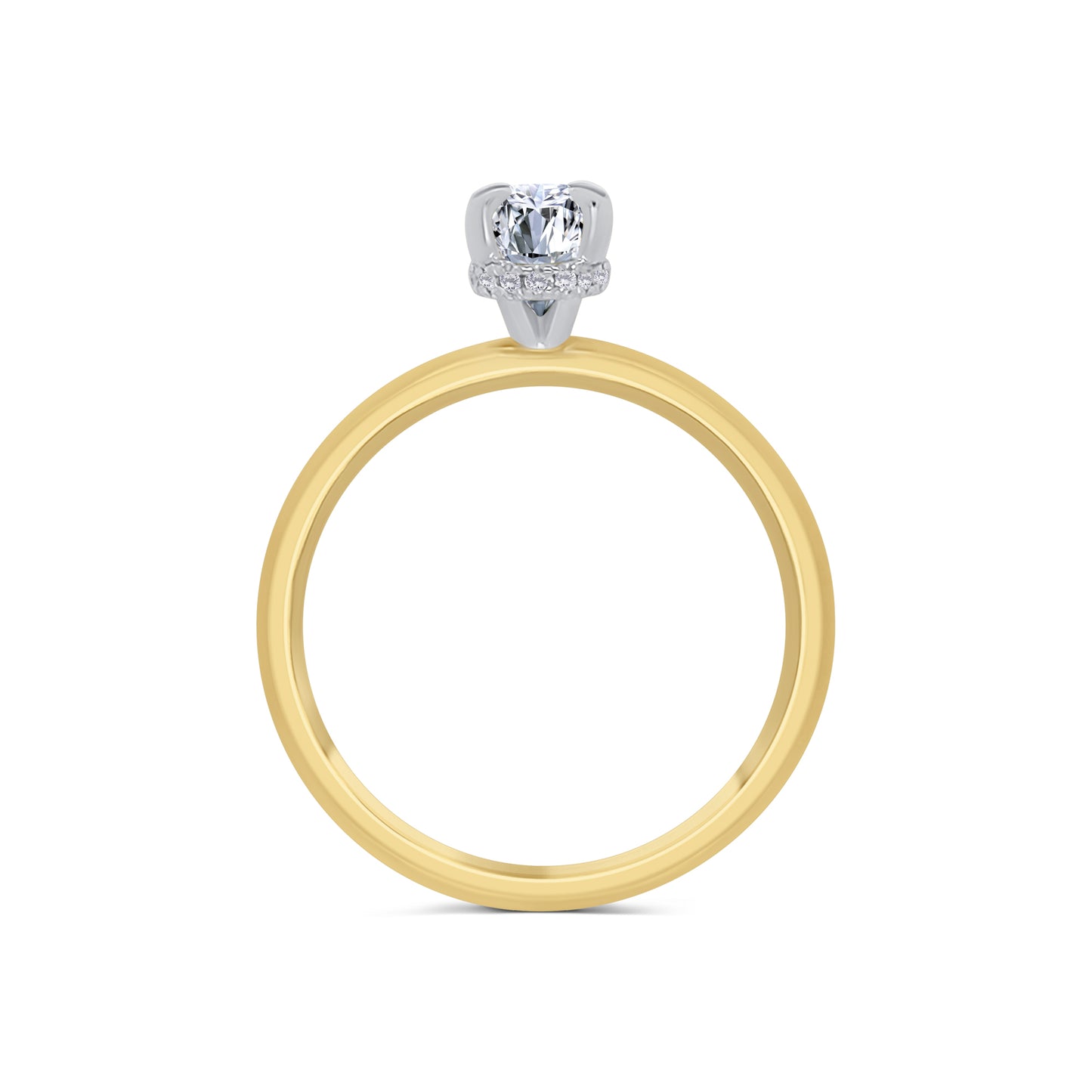 18ct Yellow Gold Solitaire Oval & Hidden Halo Diamond Ring, 0.74ct
