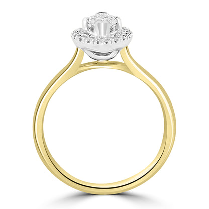 18ct Yellow Gold Marquise & Halo Diamond Ring, 0.63ct