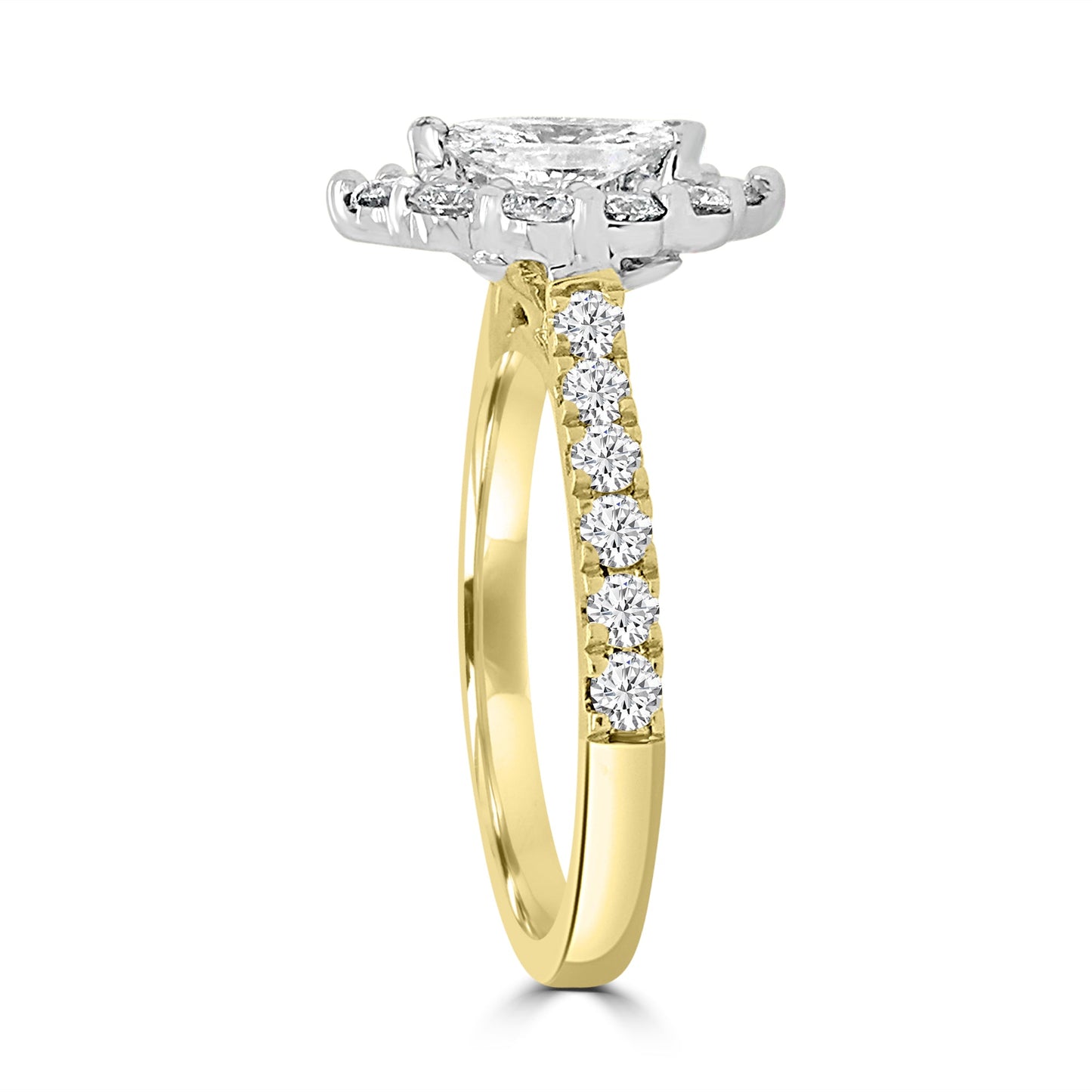 18ct Yellow & White Marquise & Halo Diamond Ring 1.16ct