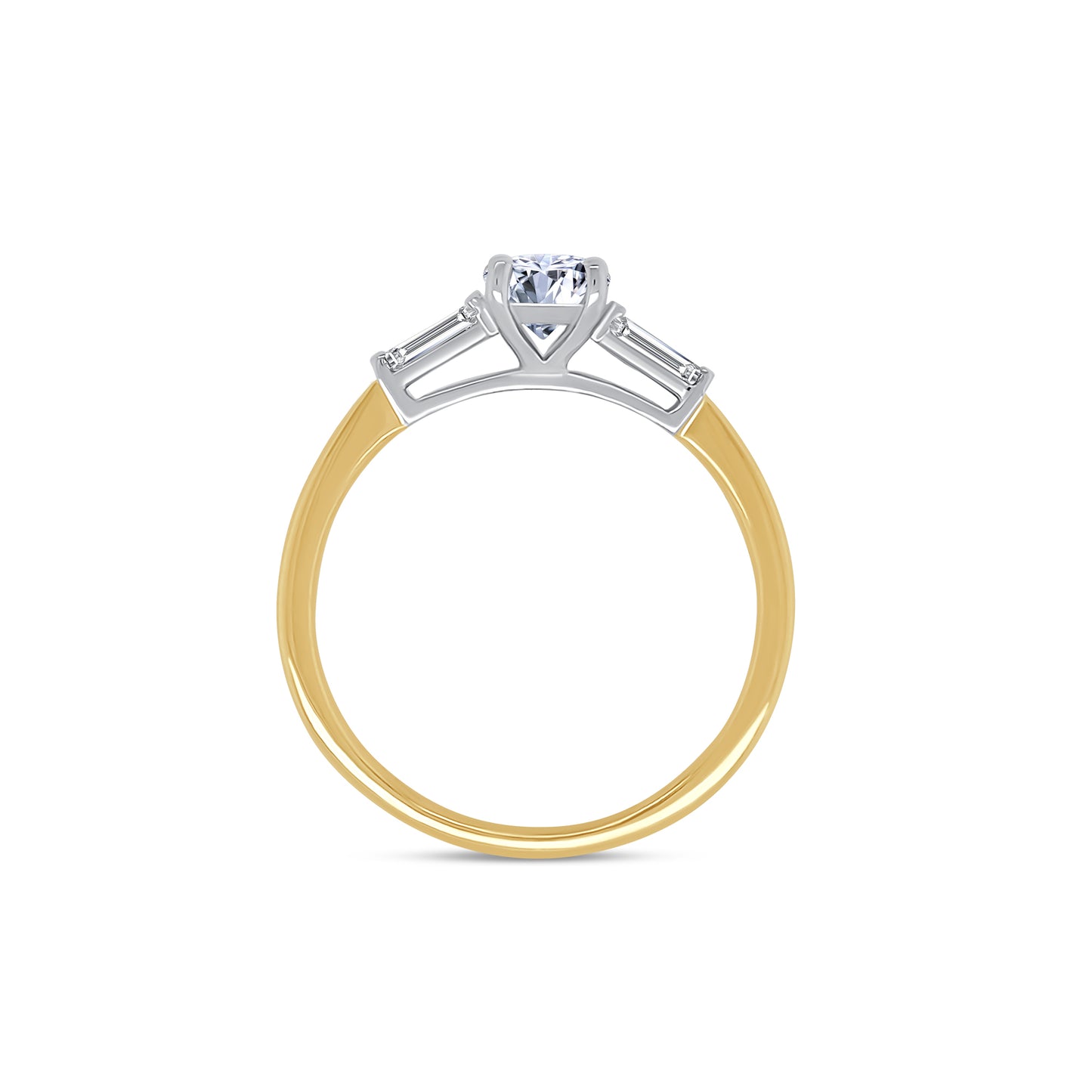 18ct Yellow Gold Oval Solitaire & Shoulder Tapers, 0.88ct