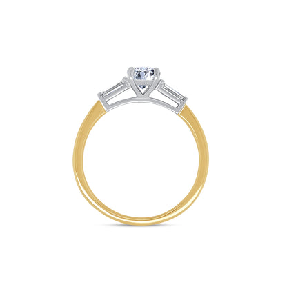 18ct Yellow Gold Oval Solitaire & Shoulder Tapers, 0.88ct