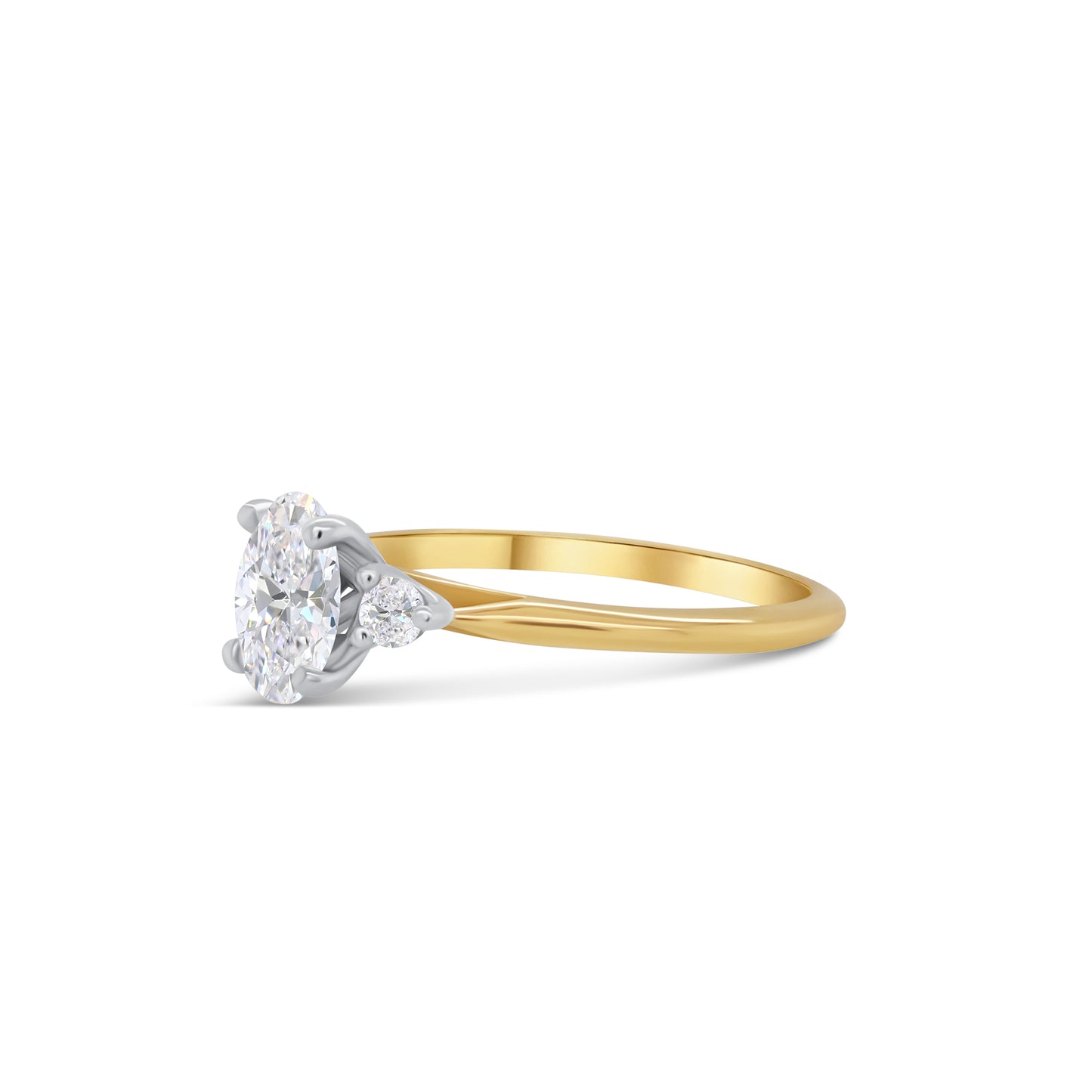 18ct Yellow Gold Oval & Brilliant Round Three Stone Diamond Ring, 1.03ct