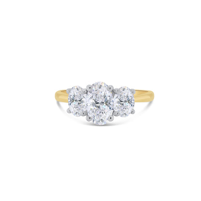 18ct Yellow Gold Oval Three Stone Diamond Ring, 1.50ct