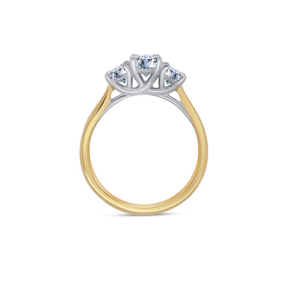 18ct Yellow Gold Oval Three Stone Diamond Ring, 1.50ct