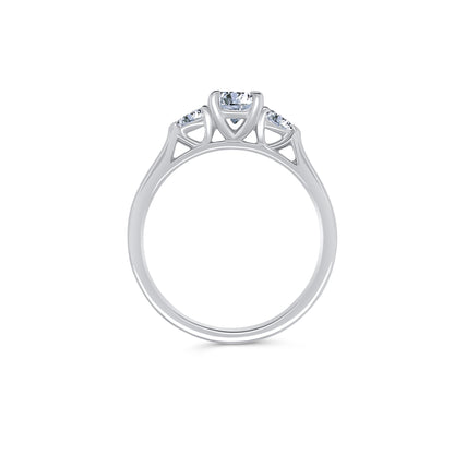 Platinum Oval & Pear Three Stone Diamond Ring, 0.91ct