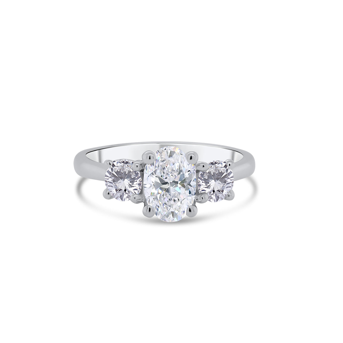 Platinum Oval & Brilliant Round Three Stone Diamond Ring 1.20ct