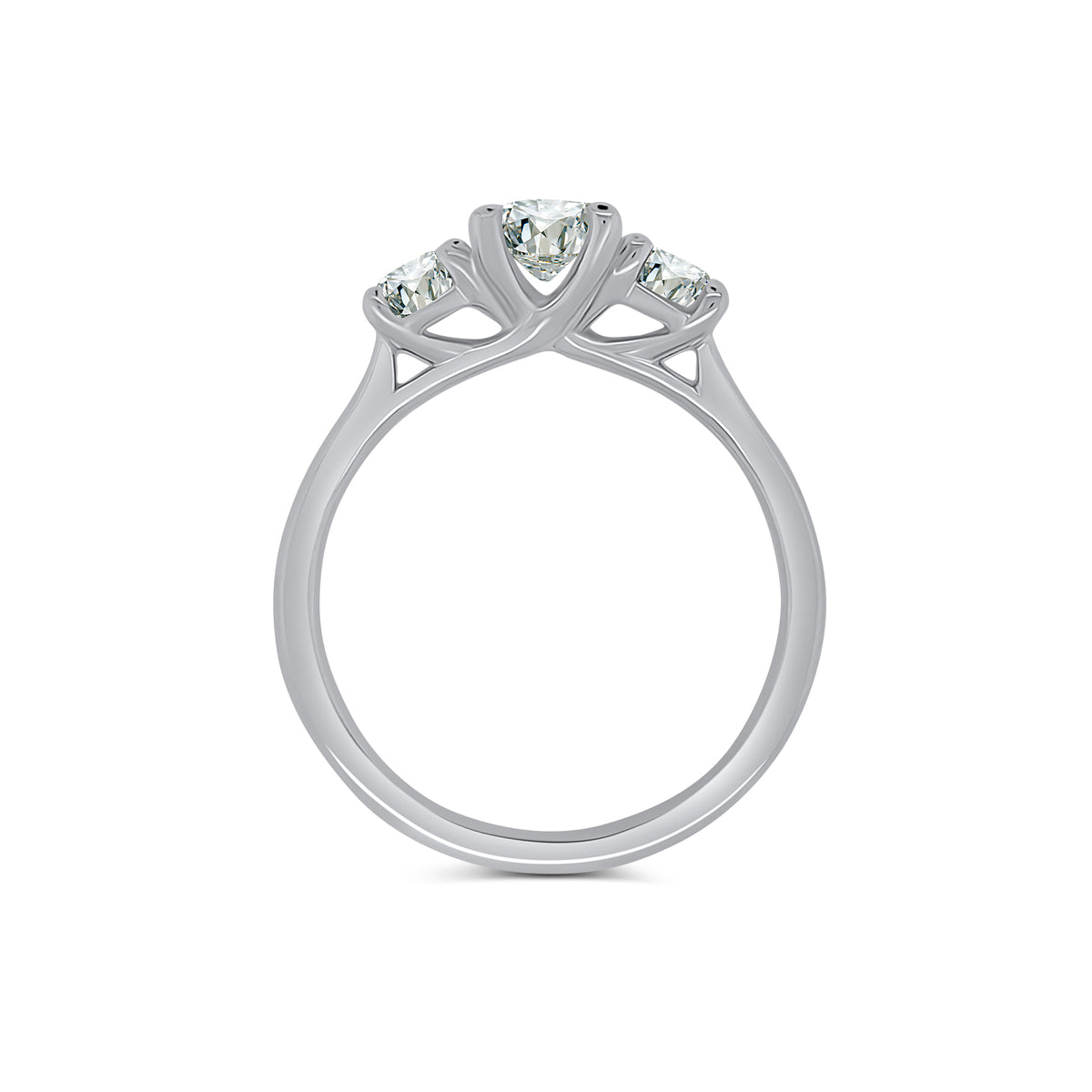 Platinum Oval & Brilliant Round Three Stone Diamond Ring 1.20ct