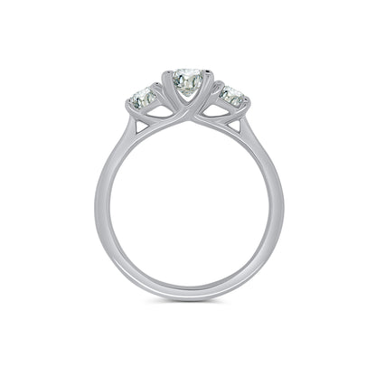Platinum Oval & Brilliant Round Three Stone Diamond Ring 1.20ct