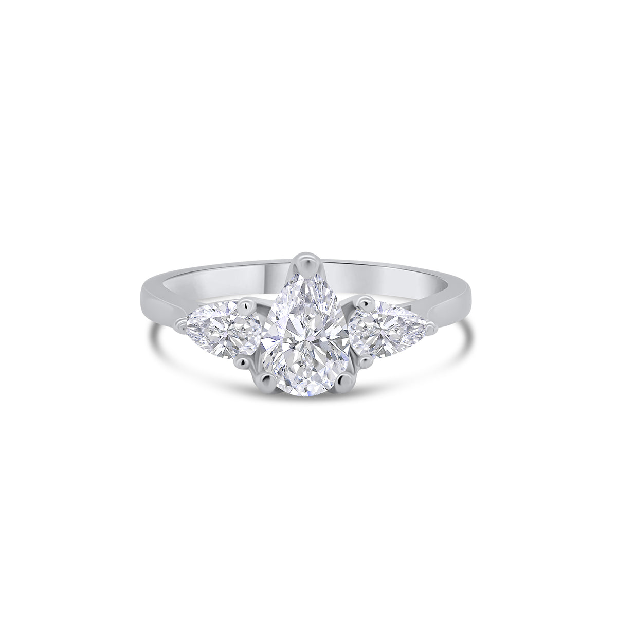 Platinum Pear Cut Three Stone Diamond Ring, 1.00ct