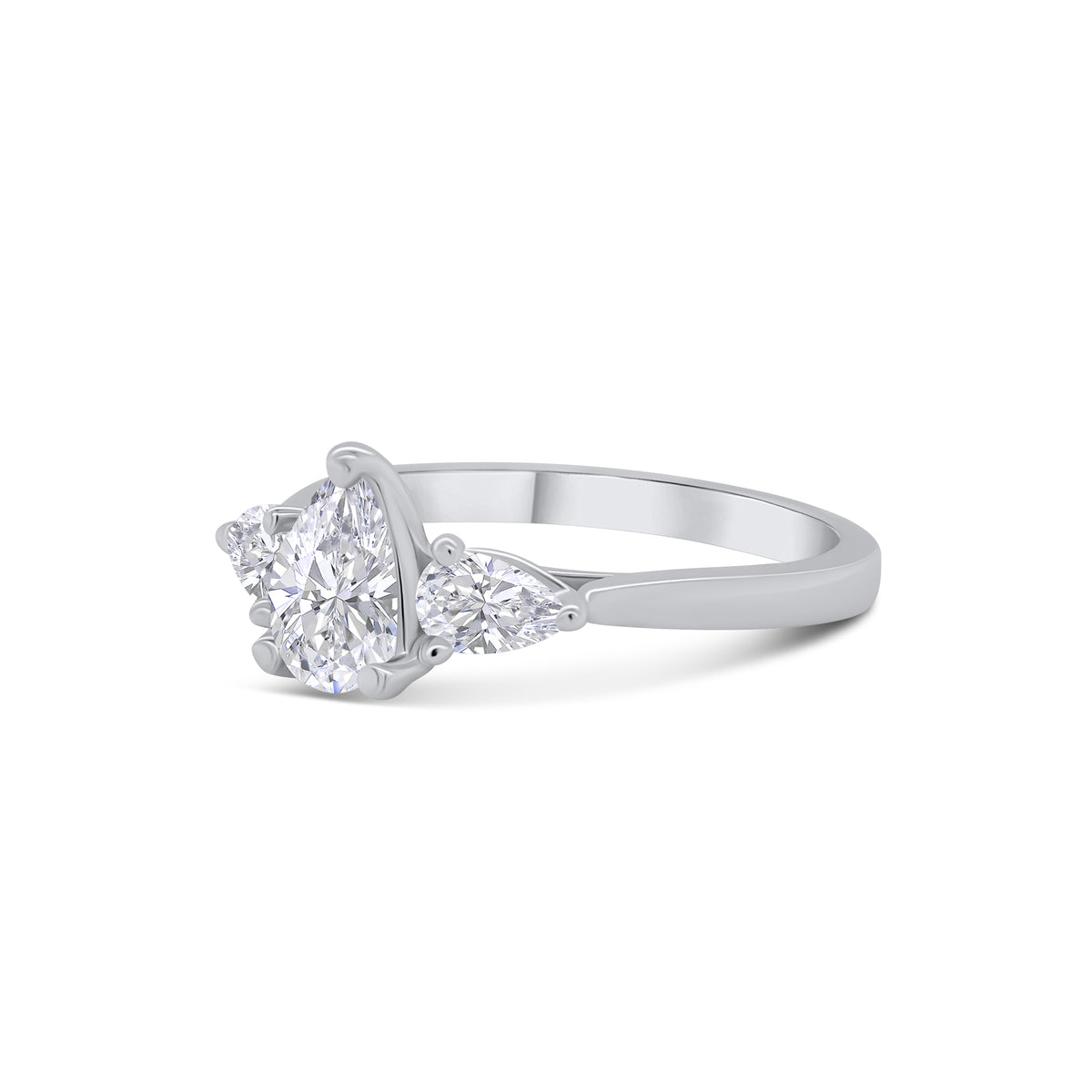 Platinum Pear Cut Three Stone Diamond Ring, 1.00ct