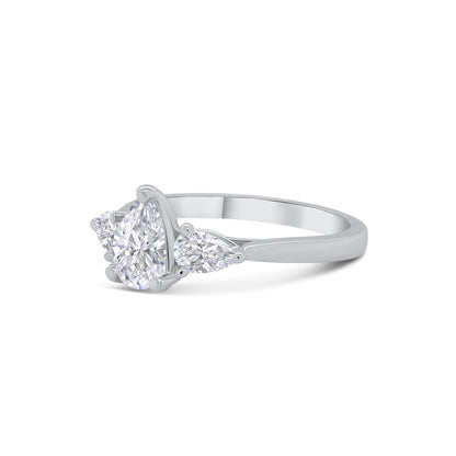 Platinum Pear Cut Three Stone Diamond Ring, 1.00ct