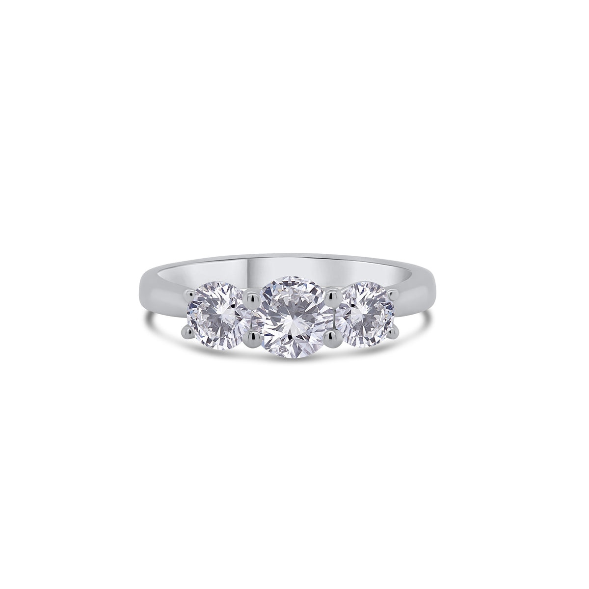 Platinum Brilliant Round Three Stone Diamond Ring, 0.91ct