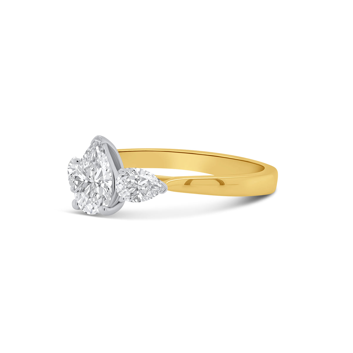 18ct Yellow Gold Pear Cut Three Stone Diamond Ring, 1.01ct