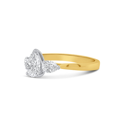 18ct Yellow Gold Pear Cut Three Stone Diamond Ring, 1.01ct