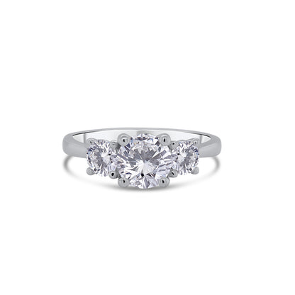 Platinum Brilliant Round Three Stone Diamond Ring, 1.38ct