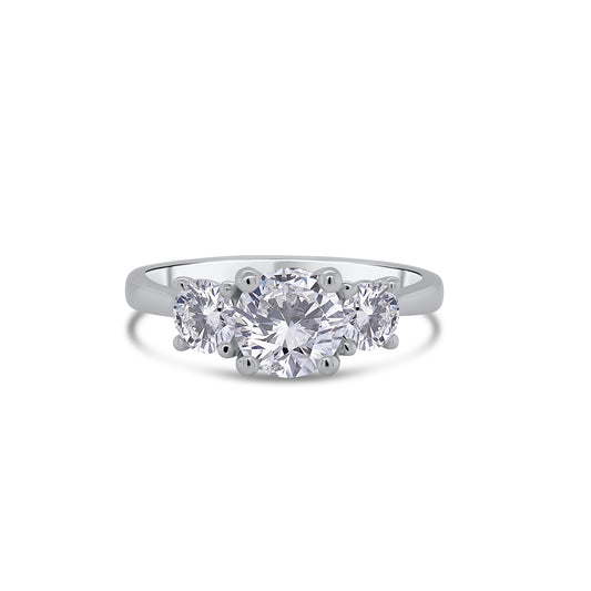 Platinum Brilliant Round Three Stone Diamond Ring, 1.38ct