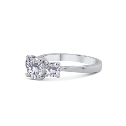 Platinum Brilliant Round Three Stone Diamond Ring, 1.38ct
