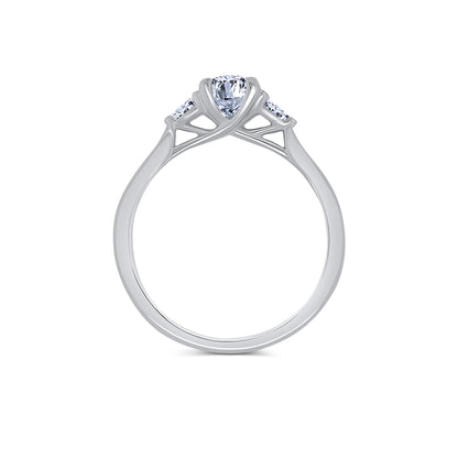 Platinum Brilliant Round & Pear Three Stone Diamond Ring, 0.58ct