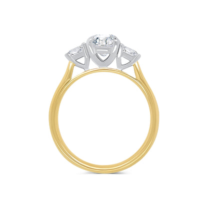18ct Yellow Gold Brilliant Round & Pear Three Stone Diamond Ring, 1.30ct