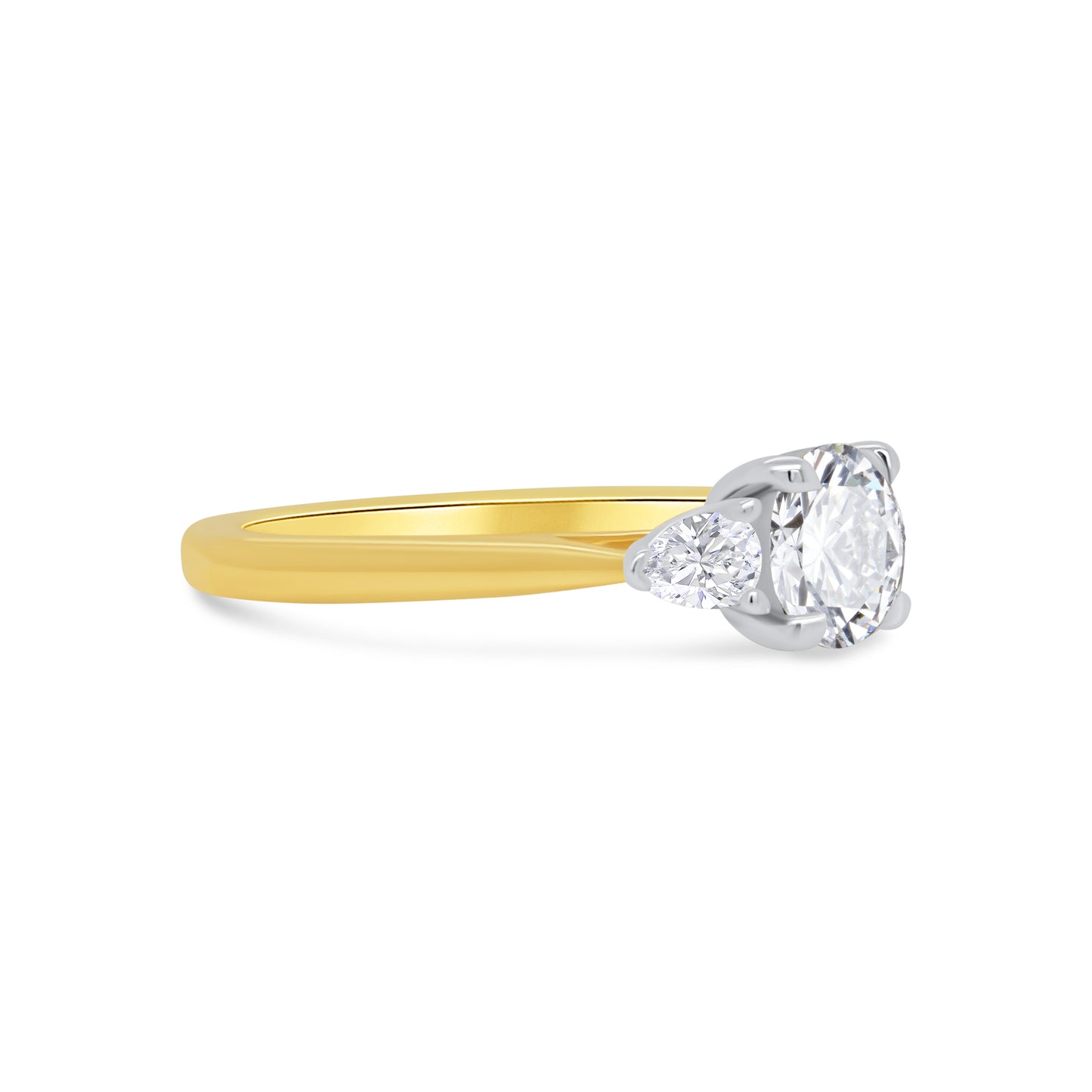18ct Yellow Gold Brilliant Round & Pear Three Stone Diamond Ring, 1.30ct