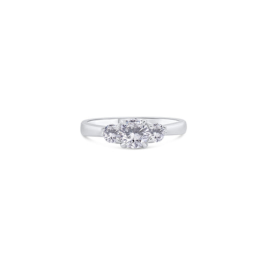 Platinum Brilliant Round Three Stone Diamond Ring, 0.80ct