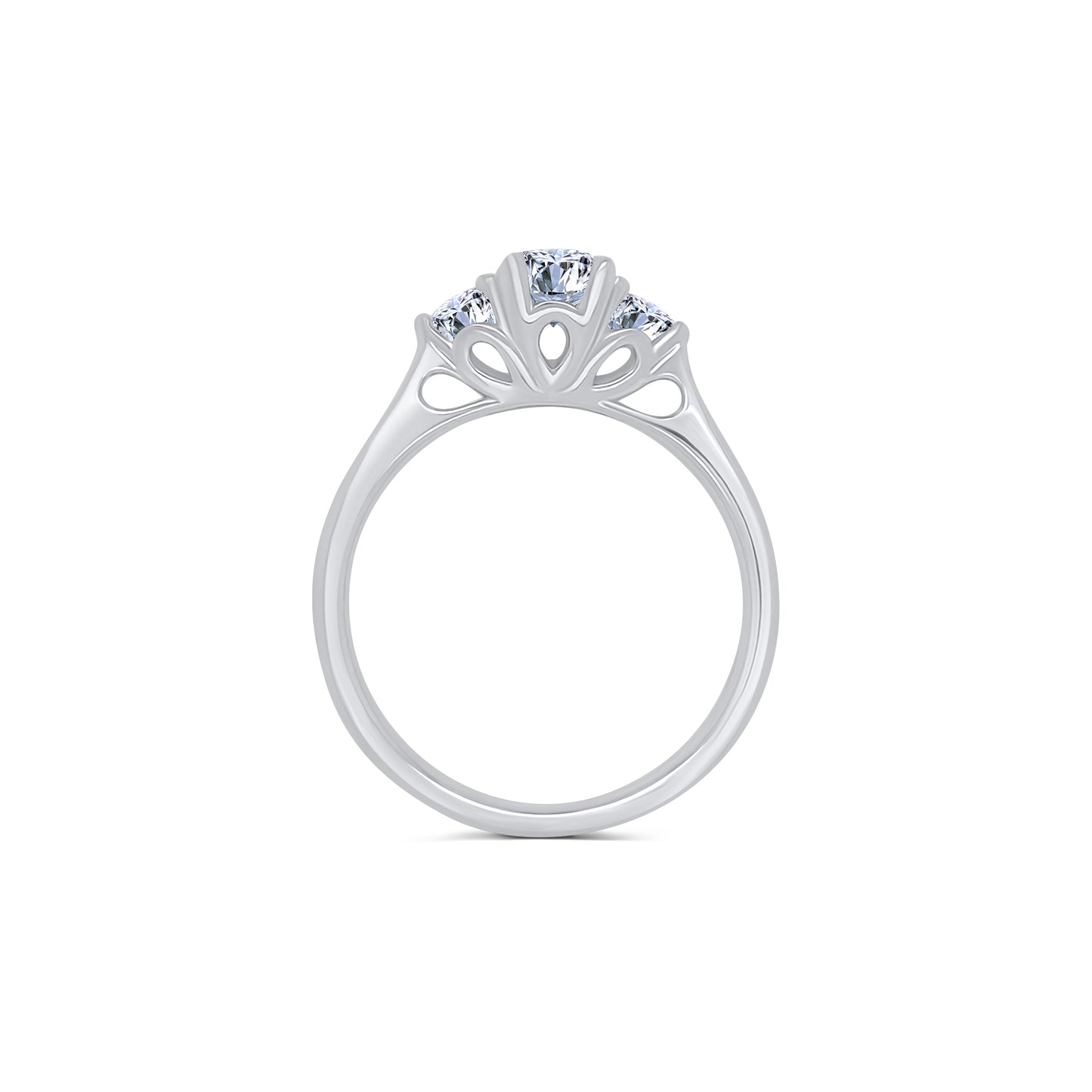 Platinum Brilliant Round Three Stone Diamond Ring, 0.80ct