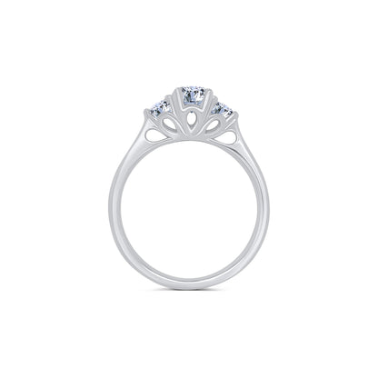 Platinum Brilliant Round Three Stone Diamond Ring, 0.80ct