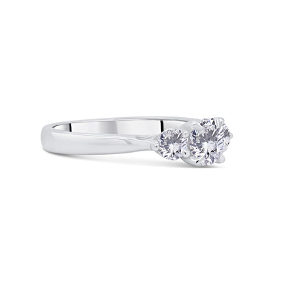 Platinum Brilliant Round Three Stone Diamond Ring, 0.80ct