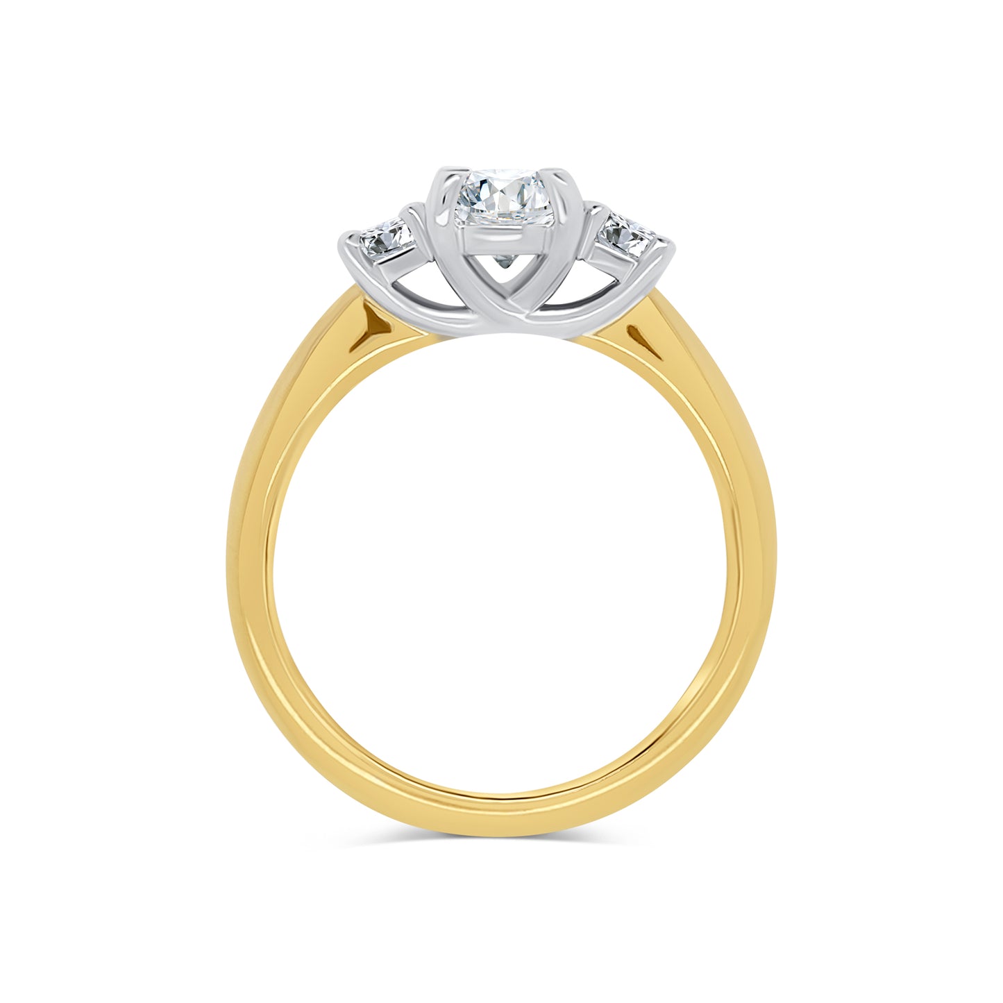 18ct Yellow Gold Oval & Round Three Stone Diamond Ring, 1.30ct