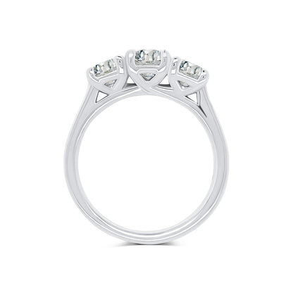 Platinum Round Brilliant Three-Stone & Shoulder Set Diamond Band, 1.50ct