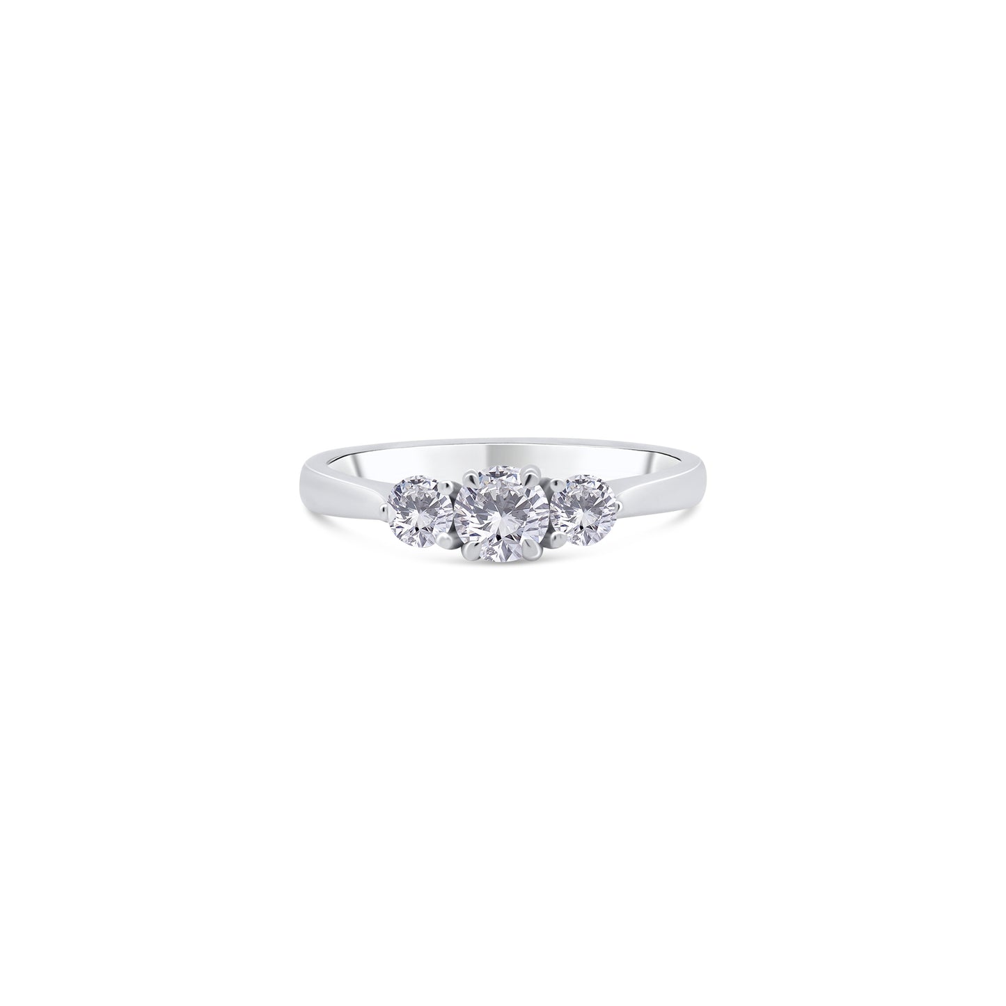 Platinum Brilliant Round Three Stone Diamond Ring, 0.55ct