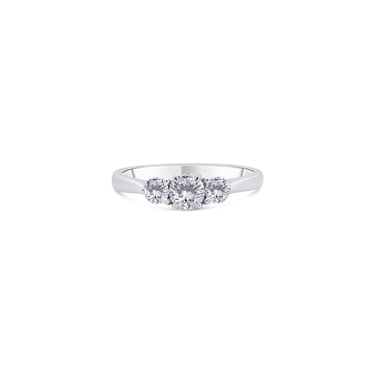 Platinum Brilliant Round Three Stone Diamond Ring, 0.55ct