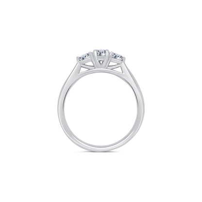 Platinum Brilliant Round Three Stone Diamond Ring, 0.55ct