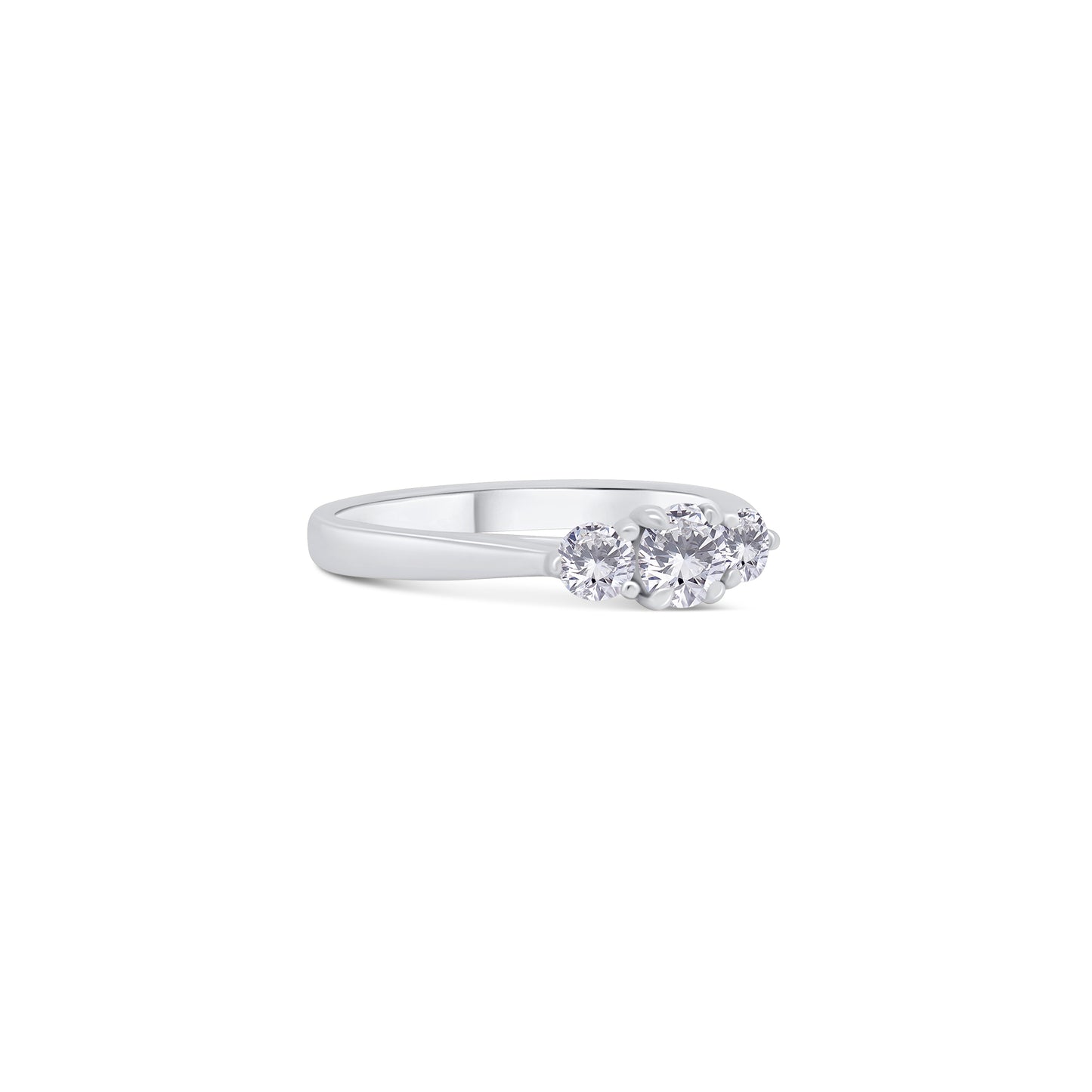 Platinum Brilliant Round Three Stone Diamond Ring, 0.55ct