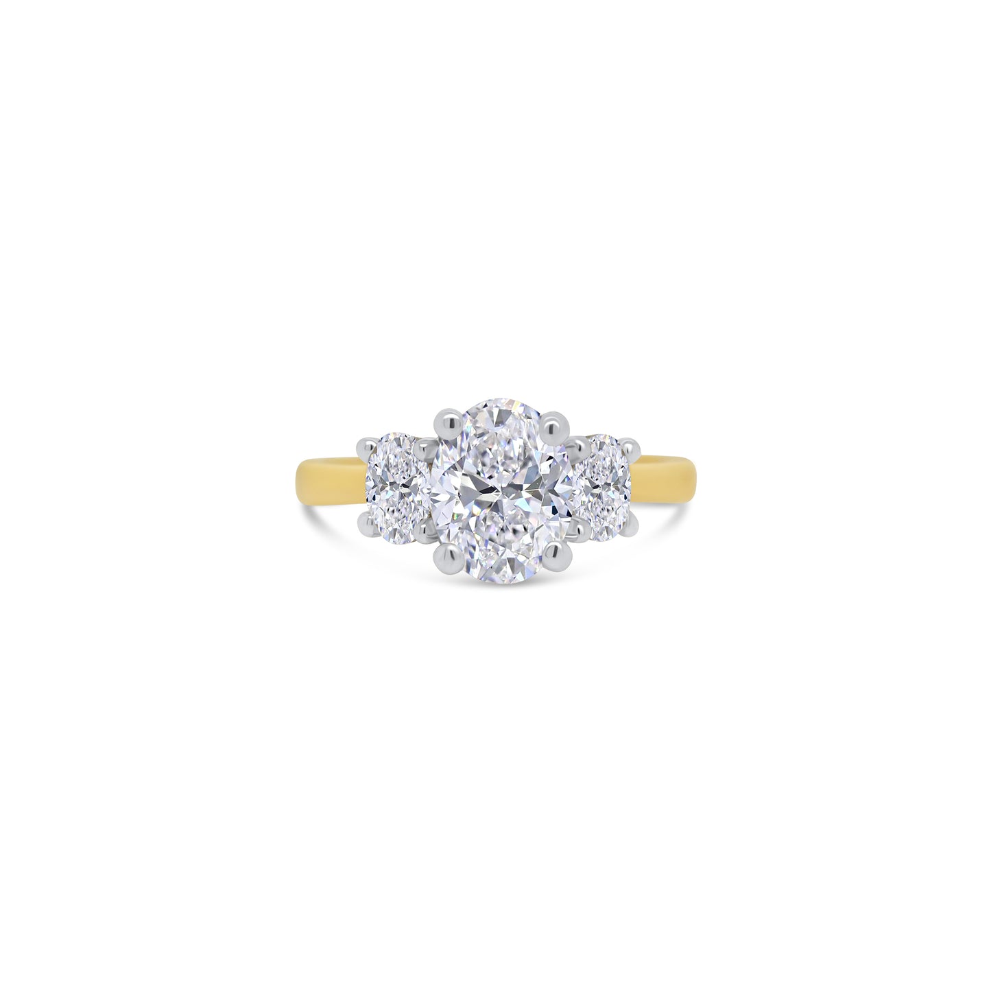 18ct Yellow Gold Oval Three Stone Diamond Ring, 2.00ct