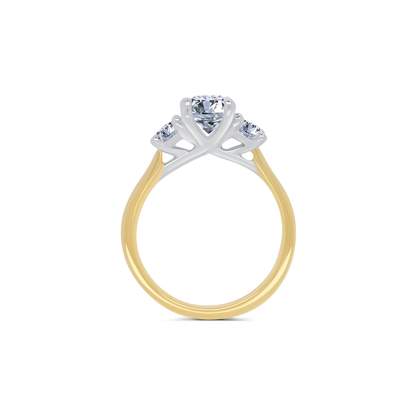 18ct Yellow Gold Oval Three Stone Diamond Ring, 2.00ct