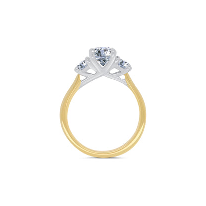 18ct Yellow Gold Oval Three Stone Diamond Ring, 2.00ct