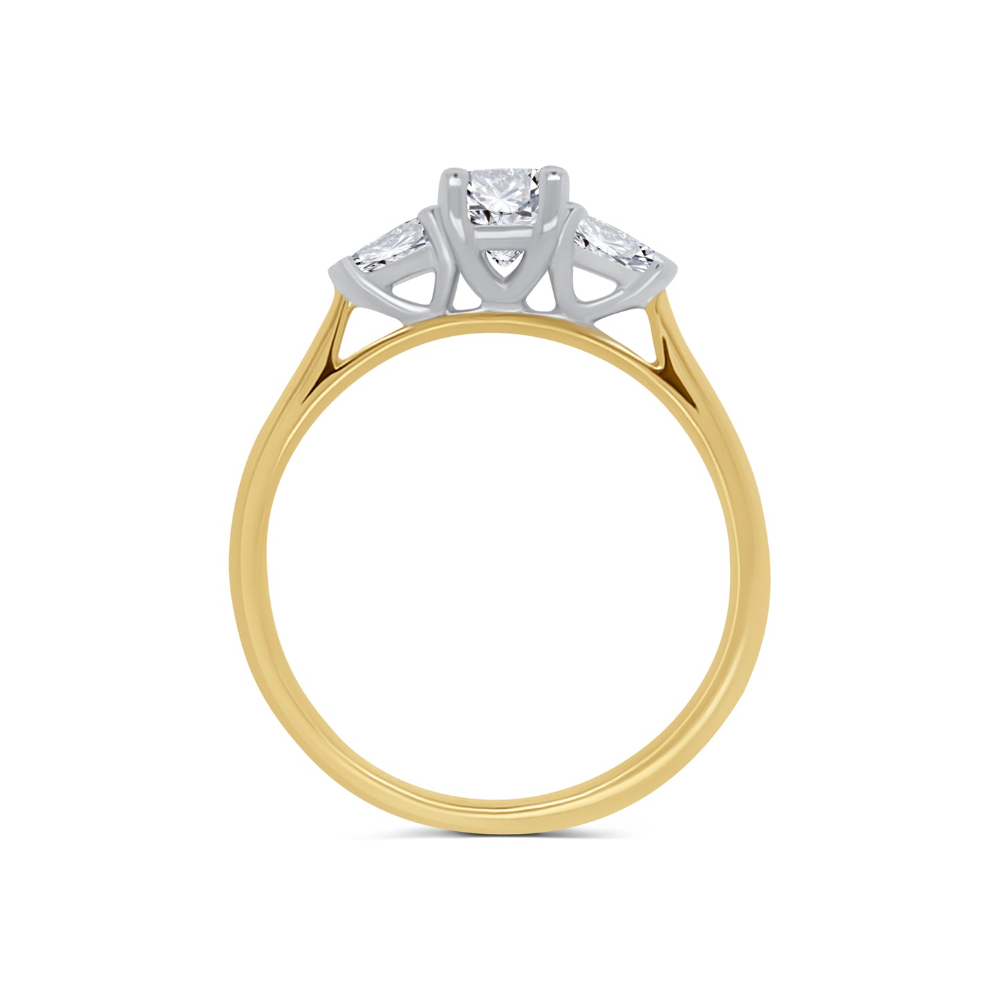 18ct Yellow Gold Radiant & Pear Three Stone Diamond Ring, 0.90ct