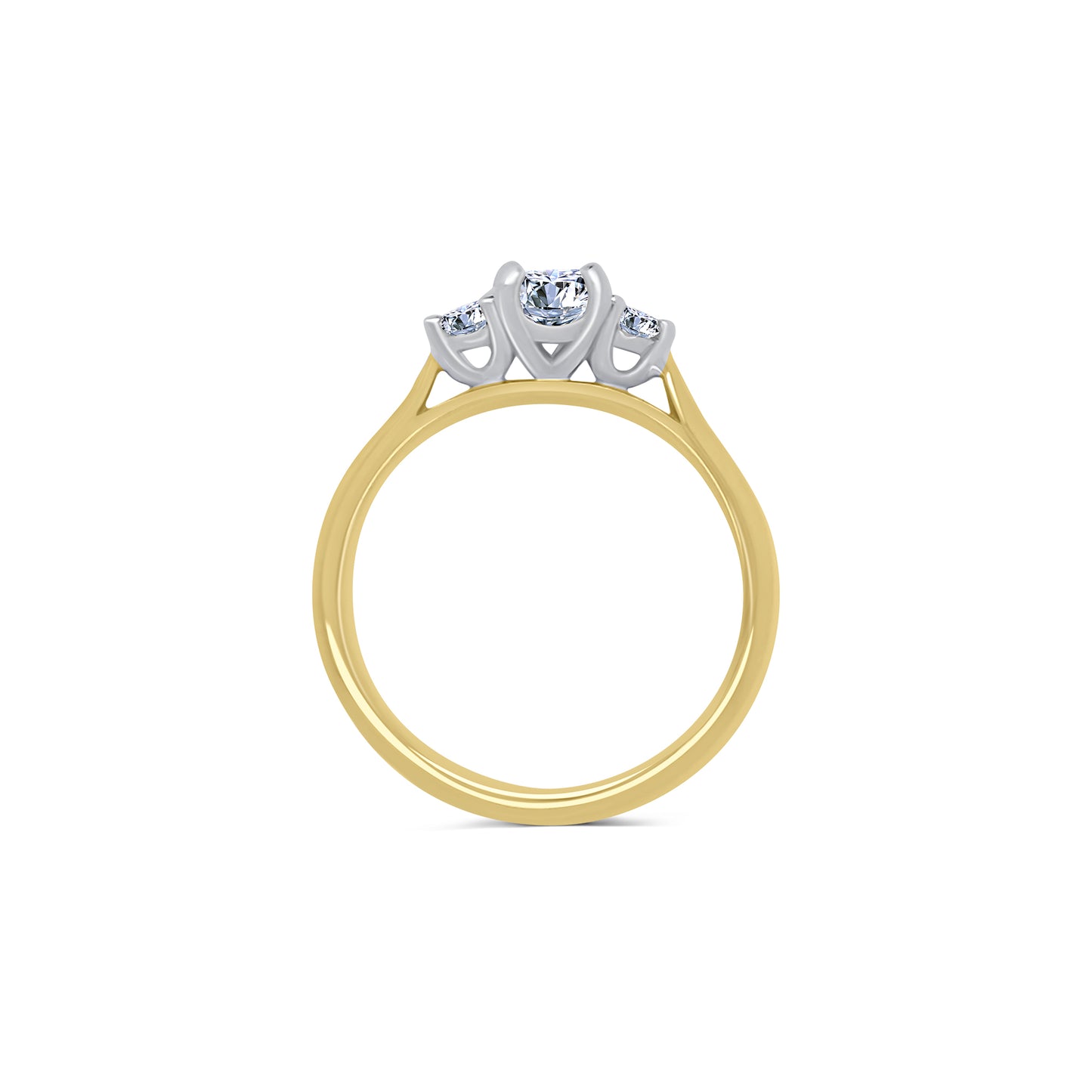 18ct Yellow Gold Oval & Round Three Stone Diamond Ring, 0.83ct