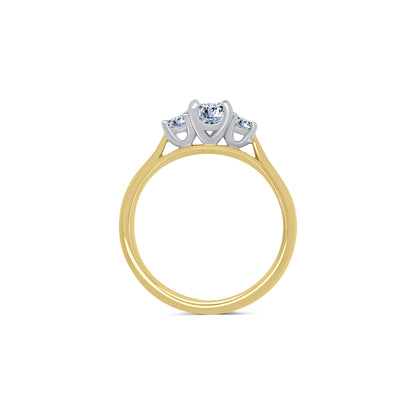 18ct Yellow Gold Oval & Round Three Stone Diamond Ring, 0.83ct