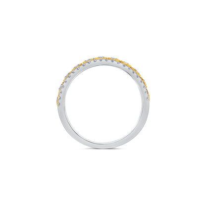 18ct White & Yellow Gold Three Row Brilliant Round Fancy Eternity Ring, 0.90ct