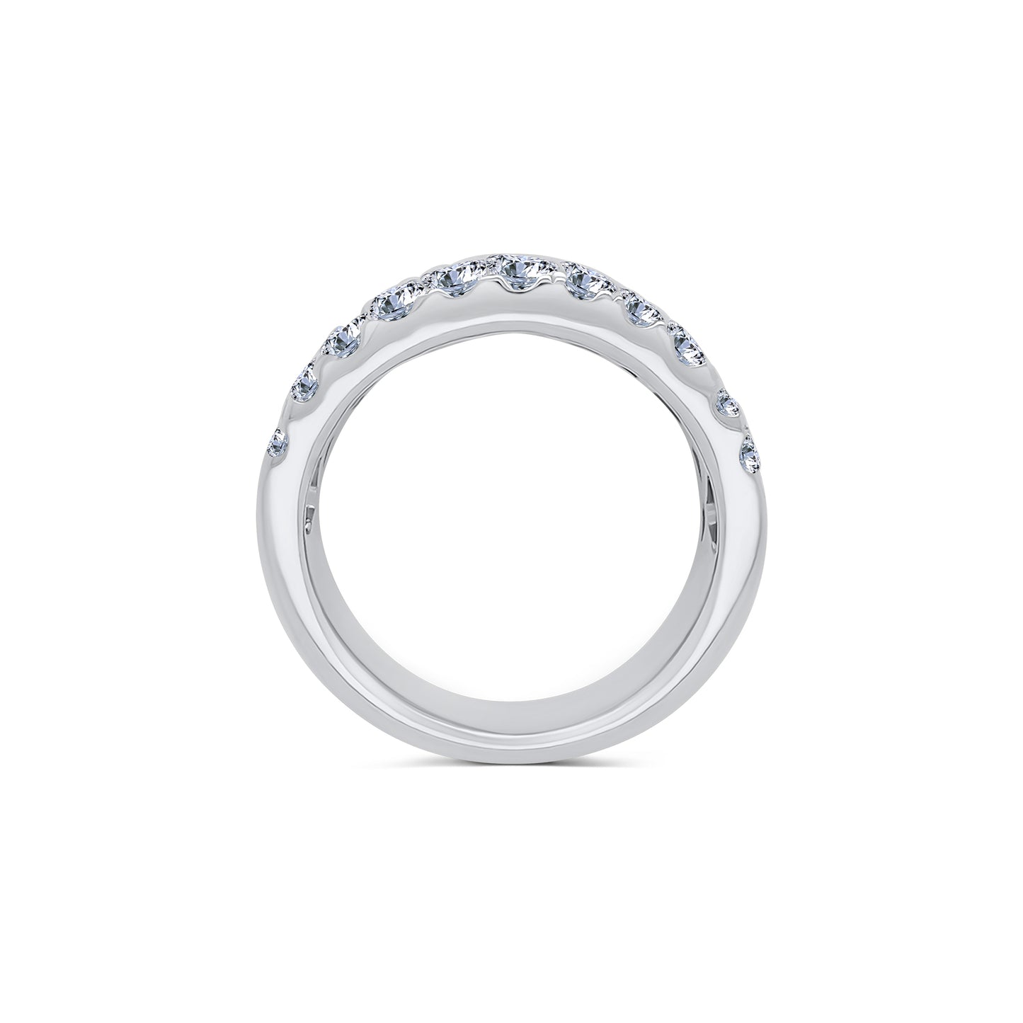 Platinum Three Row Graduated Baguette & Round Diamond Eternity Ring, 3.60ct