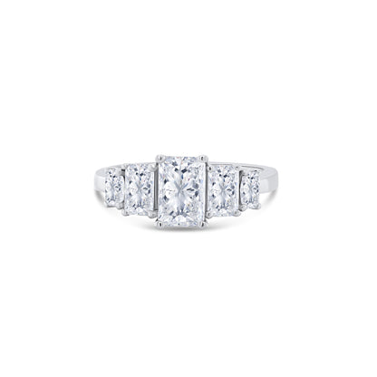 Platinum Graduated Five Stone Radiant Diamond Ring, 1.66ct