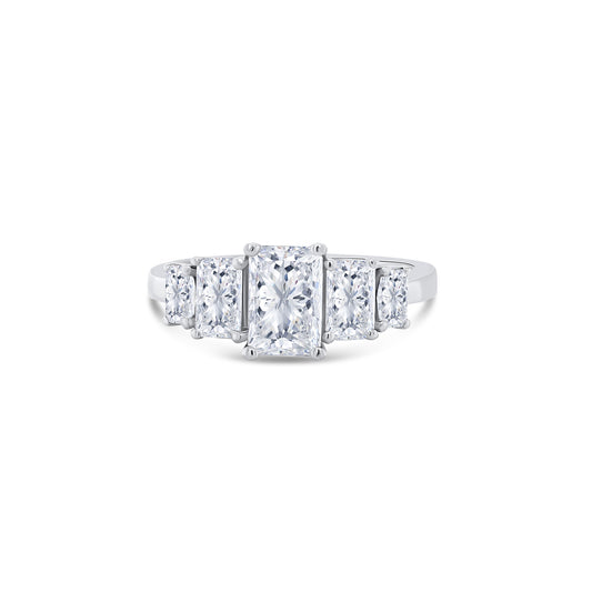 Platinum Graduated Five Stone Radiant Diamond Ring, 1.66ct