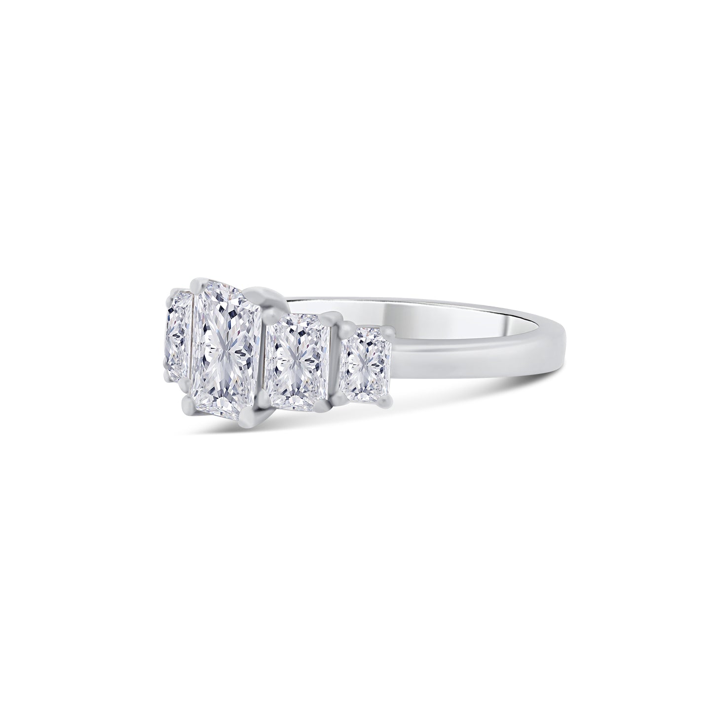 Platinum Graduated Five Stone Radiant Diamond Ring, 1.66ct