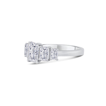 Platinum Graduated Five Stone Radiant Diamond Ring, 1.66ct