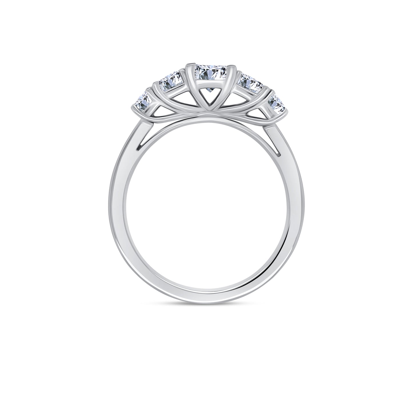 Platinum Graduated Five Stone Radiant Diamond Ring, 1.66ct