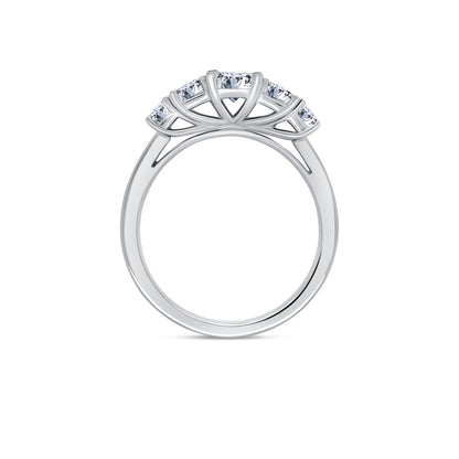 Platinum Graduated Five Stone Radiant Diamond Ring, 1.66ct